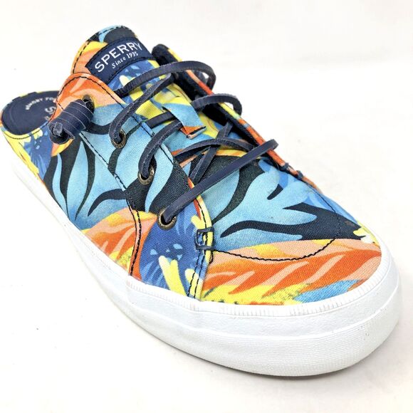 Sperry Top Sider Crest Vibe Mule Womens Sz 10 Navy Tropical Canvas Boat Shoe - Picture 8 of 13